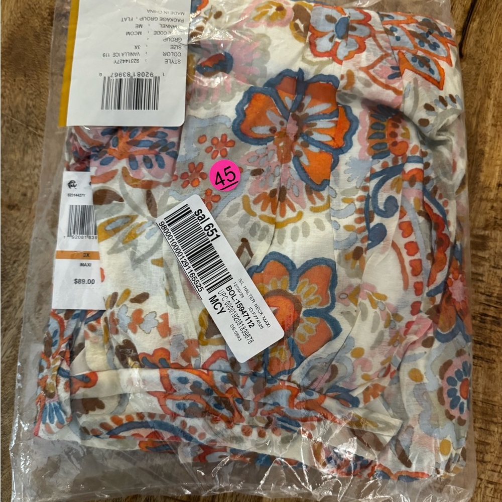 MSK floral paisley vanilla ice Cream and Orange halter sleeveless Maxi Dress nwt - Picture 4 of 7